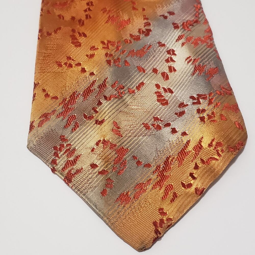 Rhodia Classic Orange and Yellow Floral Jacquard Necktie #69R